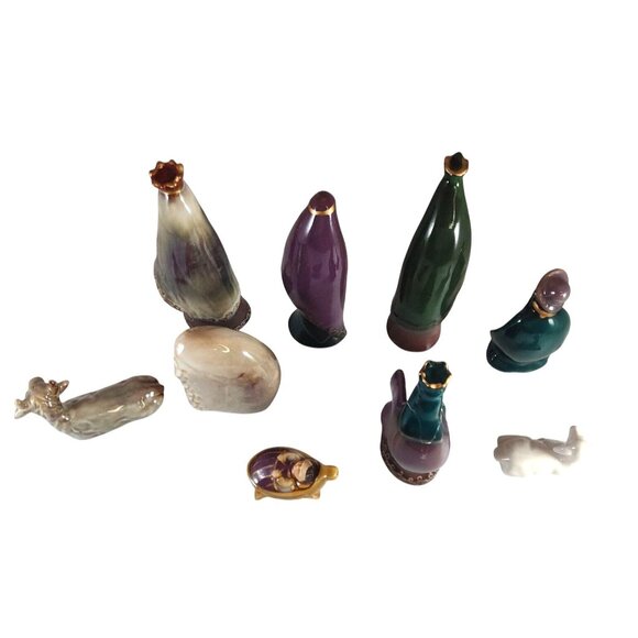 Ceramic Nativity Scene Figurines (9) Hand Painted-Joseph Was Broken & Reglued - Picture 4 of 15